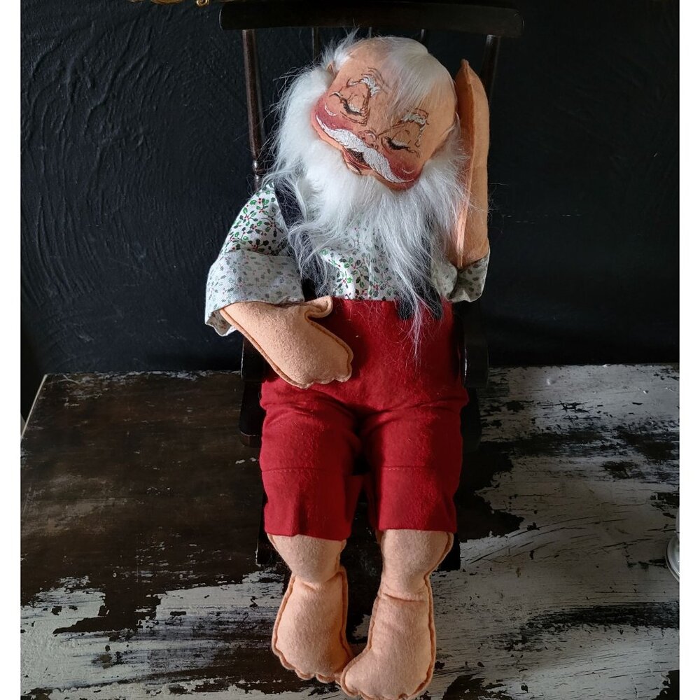 Vintage Annalee Santa Sleeping In Rocking Chair Doll, Vintage Christmas